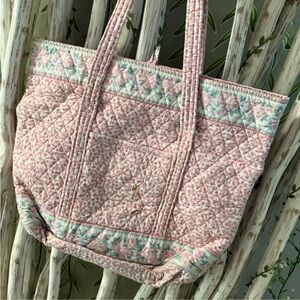 Vera Bradley Vintage 1990 Pink Delft LARGE tote bag project bag needs love